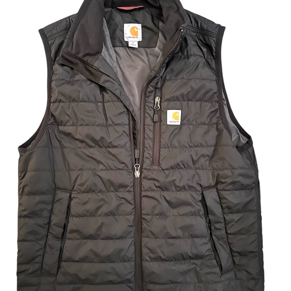 Carhartt Black Quilted Puffer Vest with Stand-Up Collar